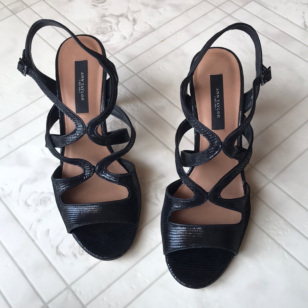 Ann Taylor Black Strap Sandal Heel